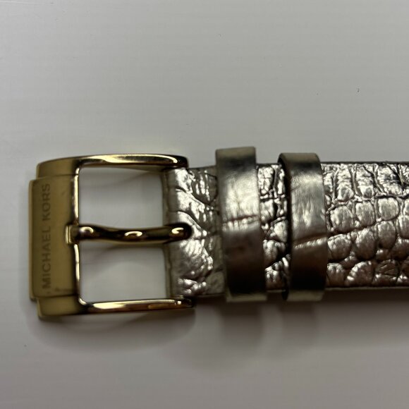 Michael Kors MK2444 Sawyer Gold Tone Chronograph Watch Croc Embossed Leather EUC main image 5